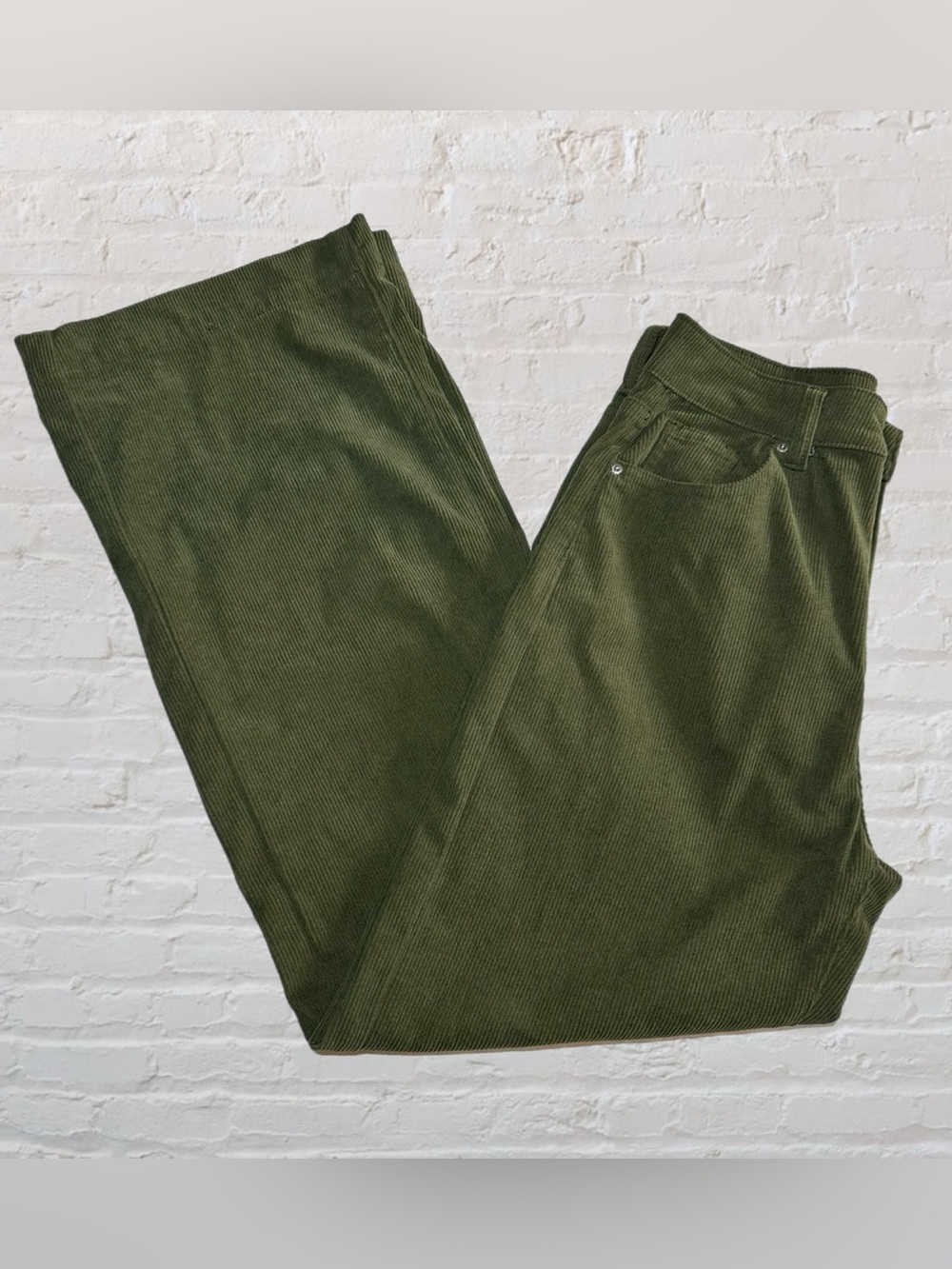 SHEIN Green Soft Corduroy Long Flare Bell Bottom Trouser Pants in Size M or US 6
